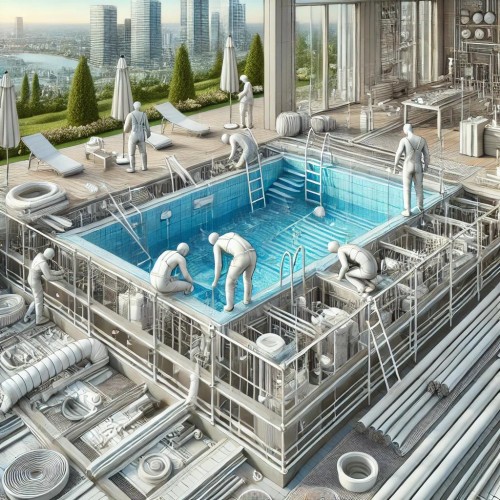 Prefabricated Pool Construction on a Terrace